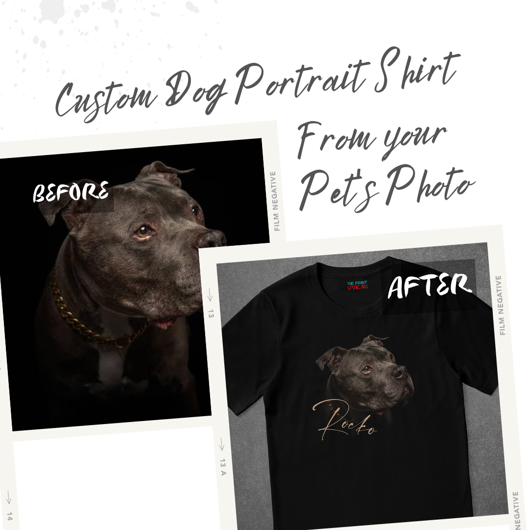 Custom Dog Portrait T-Shirt – Personalized from Your Pet's Photo