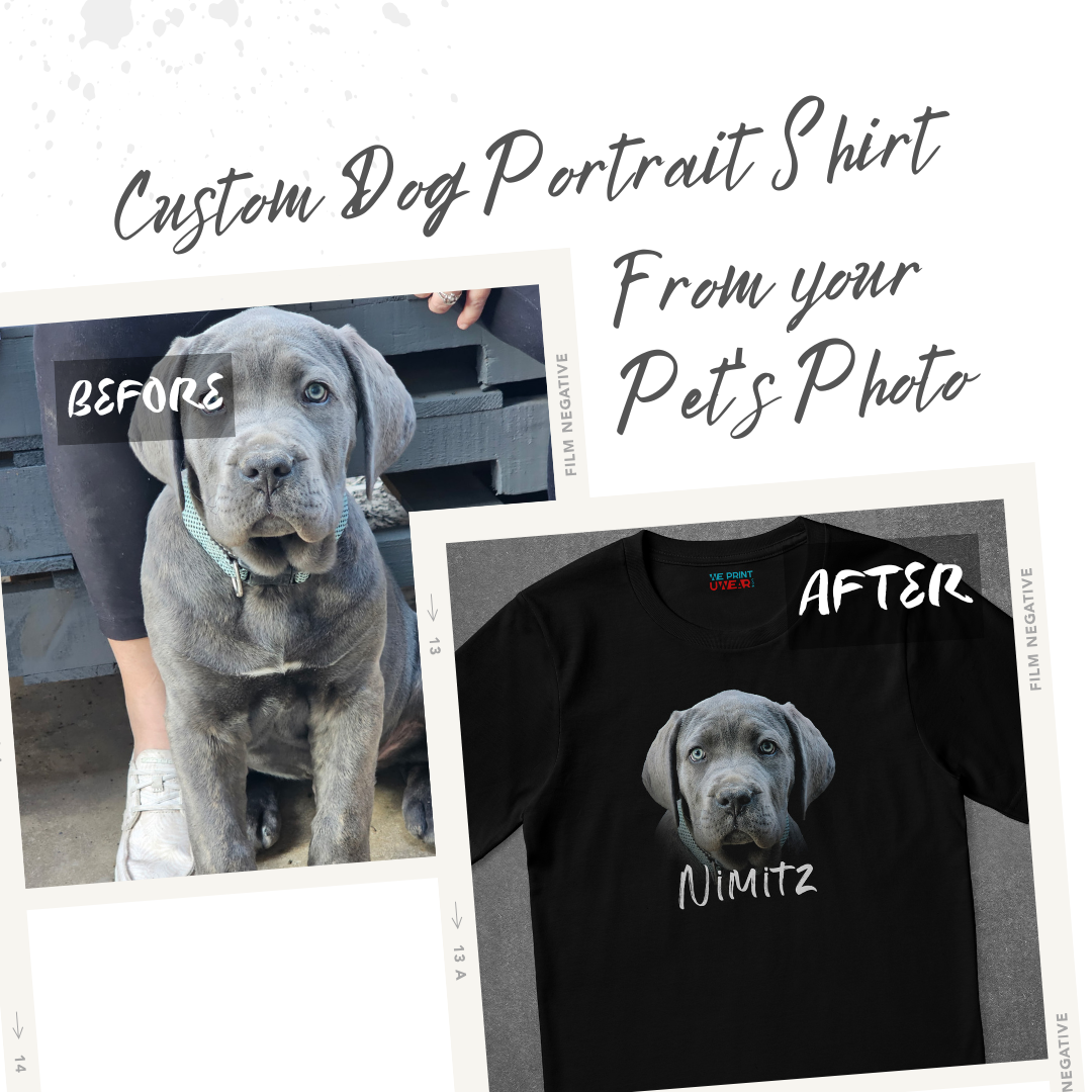 Custom Dog Portrait T-Shirt – Personalized from Your Pet's Photo