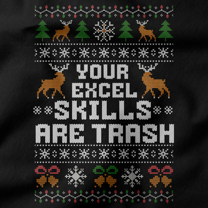 Funny Office Christmas Long Sleeve Shirt “Your Excel Skills Are Trash”