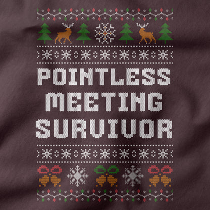 Funny Office Christmas Sweatshirt “Pointless Meeting Survivor”