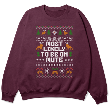 Funny Office Christmas Sweatshirt – Most Likely To Be On Mute