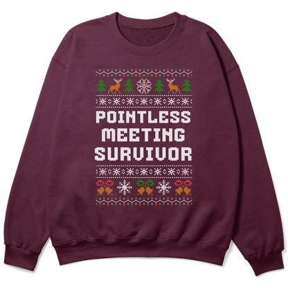 Funny Office Christmas Sweatshirt “Pointless Meeting Survivor”