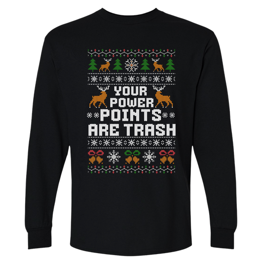 Office Christmas Long Sleeve Shirt – Your Power Points Are Trash