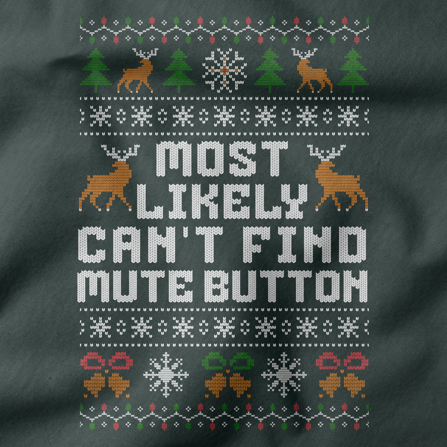 Funny Office Christmas Shirt “Most Likely Can’t Find Mute Button”