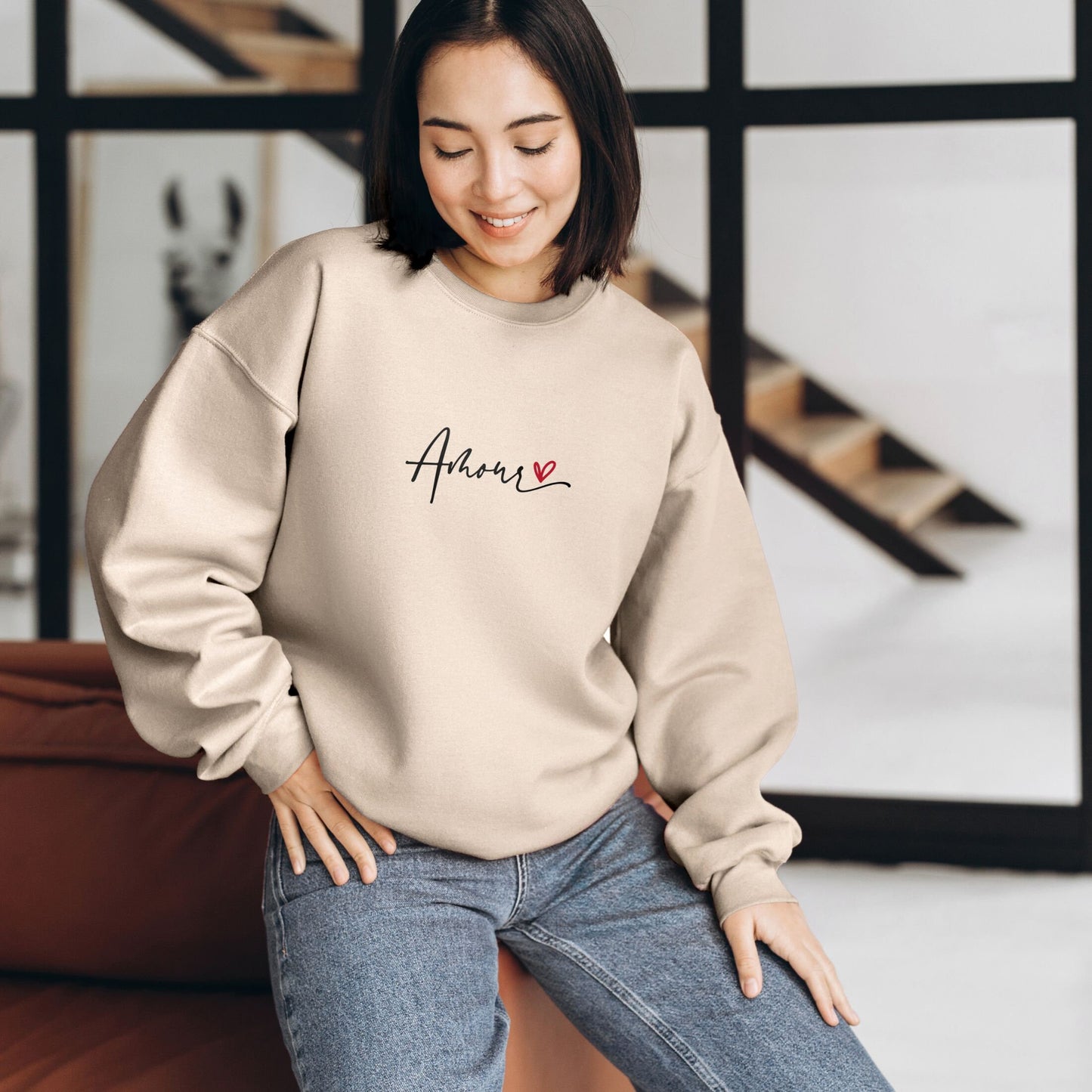 Amour Sweatshirt for Valentines Day - Perfect Gift for Her and Friends