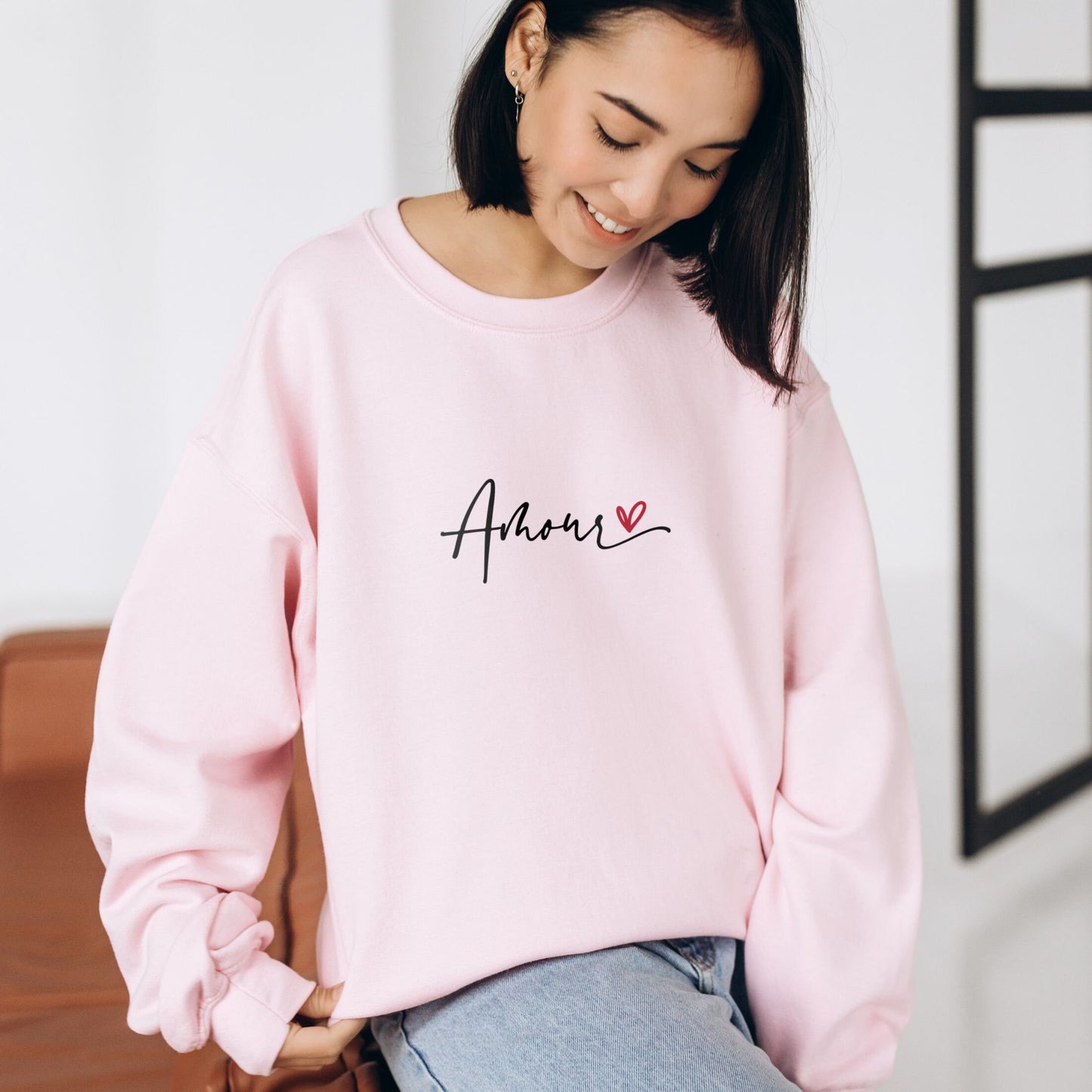 Amour Sweatshirt for Valentines Day - Perfect Gift for Her and Friends