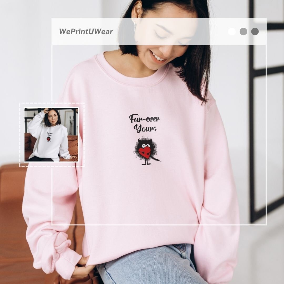 Fur-ever Yours Heart Balloon Cat Sweater - Valentines Day Gift for Her and Friend