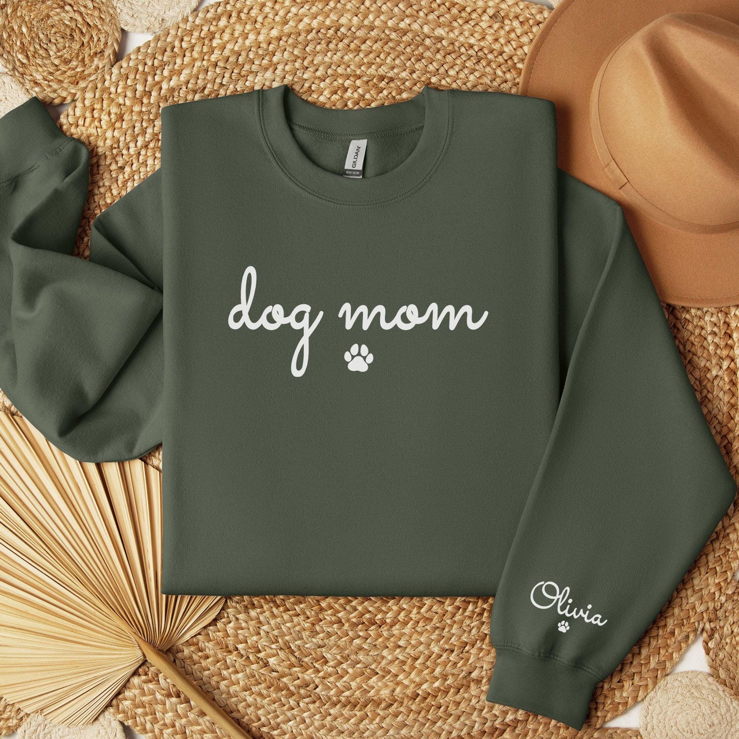 Dog Mom Sweatshirts with names on sleeve