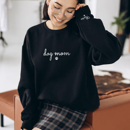 Dog Mom Sweatshirts with names on sleeve